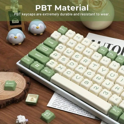 Cute Bear Theme Matcha Green Keycap Set
