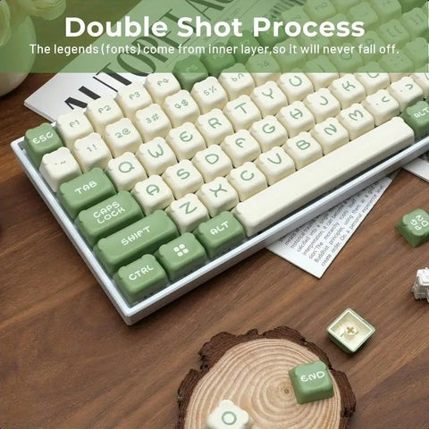 Cute Bear Theme Matcha Green Keycap Set