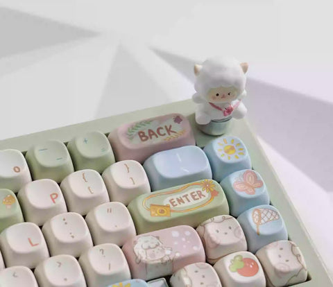 Cute Sheep Picnic Theme Animal Keycap Set