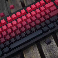 Cool Red Gradient PBT ISO Backlit Keycaps Set for Mechanical Keyboard, Cherry Profile, Side Print Keycaps, Dye-Sub Legends, Mx(+)Switches, 136pcs