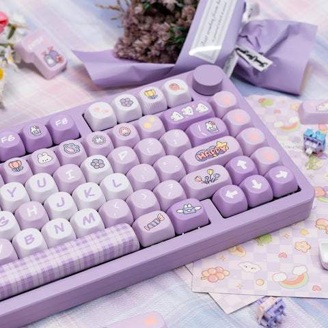 Purple Bunny Theme Keycap Set