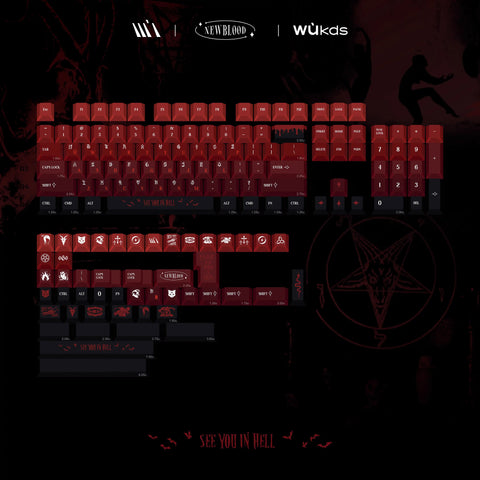 Cool Blood Theme Red Gradient Keycap Set