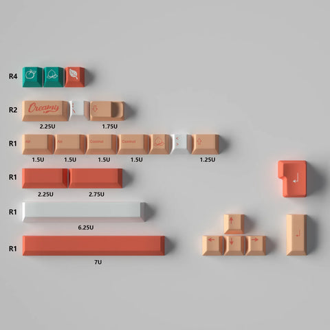 Creamy Peach Theme Pastel Keycap Set - KeyArtisan®