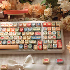 Cute Ramen Food Inspired PBT MOA Keycap Set for Mechanical Keyboard, MOA Profile, PBT Dye Sub, Gamer Girl Gift Ideas, MX Switch, 132pcs