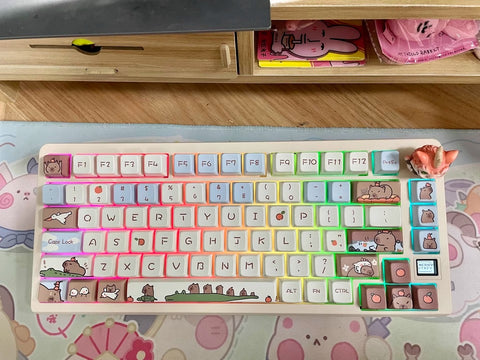 Cute Capybara Theme Artisan Keycap Set