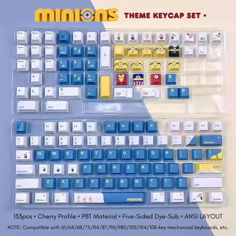 Cute Blue Minions Theme Cartoon Keycap Set