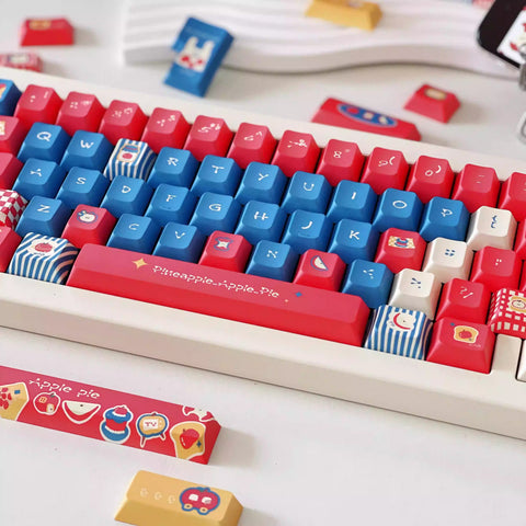 Cute Red Apple Pie Theme Keycap Set
