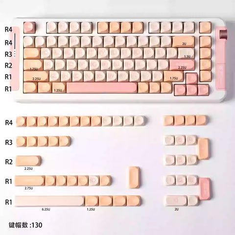 Cute Sleek Brown MOA PBT Keycap Set