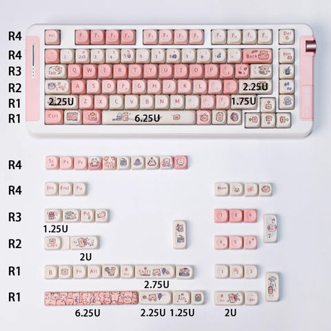Cute Sleek Brown MOA PBT Keycap Set