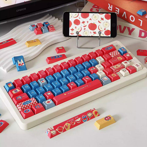 Cute Red Apple Pie Theme Keycap Set