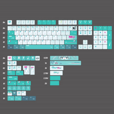 Cute Hatsune Miku Japanese Anime Style Keycap Set