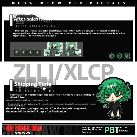 One Punch Man Tatsumaki Theme Anime Keycap Set