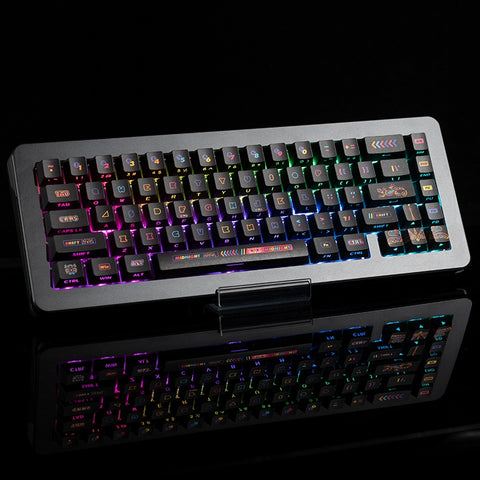 Cool Black Nightwalker PBT Backlit Keycap Set for Mechanical Keyboard, Cherry Profile, Side-Printed, Themed with Mahjong, PBT Dye-Sub