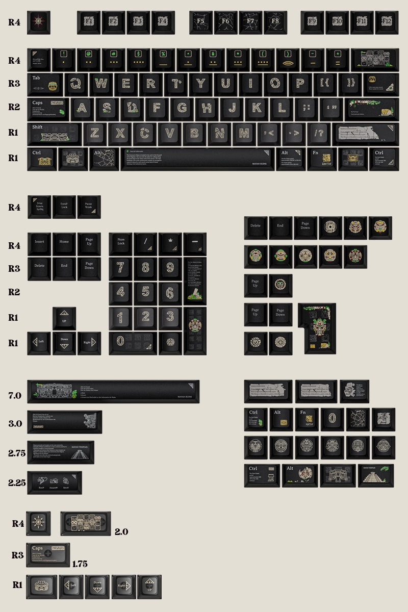 Cool Maya Aztec Theme Backlit Keycap Set for Mechanical Keyboard