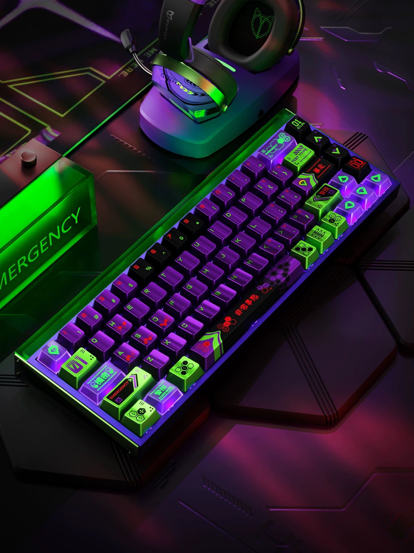 PIIFOX Eva Unit-01 Metallic Style Keycap Set