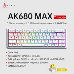 AJAZZ AK680 MAX Mechanical Keyboard HE Hall Effect Switch 60% 8k/1K RGB Wired/Wireless Gaming Rapid Trigger Magnetic Keyboard
