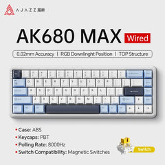 AJAZZ AK680 MAX Mechanical Keyboard HE Hall Effect Switch 60% 8k/1K RGB Wired/Wireless Gaming Rapid Trigger Magnetic Keyboard