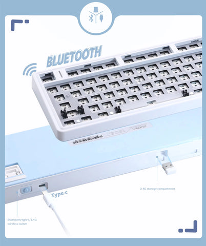 ZUOYA LS01 Gamer Keyboard Kit Hot-Swap 3Mode USB/2.4G/Bluetooth Wireless Keyboard RGB Backlit Gasket Structure keyboard kit