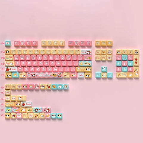 Cute Kitty Puppy Toast Keycap Set