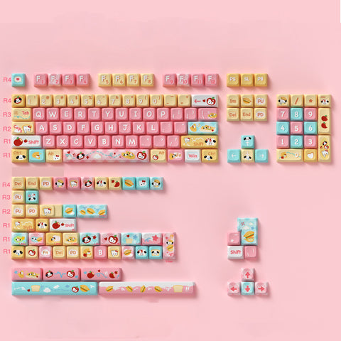 Cute Kitty Puppy Toast Keycap Set