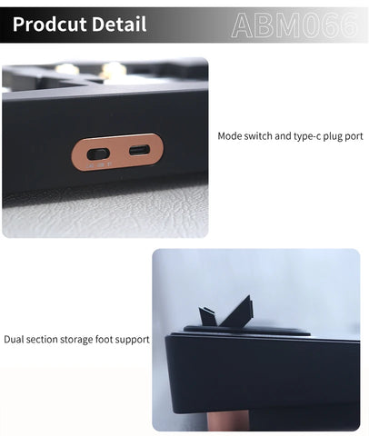 ABM066 Barebones Kit Alice-layout VIA-programmable Hot Swappable Bluetooth/2.4Ghz/ Type-C Connectivities for Win/Mac