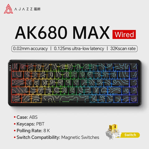 AJAZZ AK680 MAX Mechanical Keyboard HE Hall Effect Switch 60% 8k/1K RGB Wired/Wireless Gaming Rapid Trigger Magnetic Keyboard