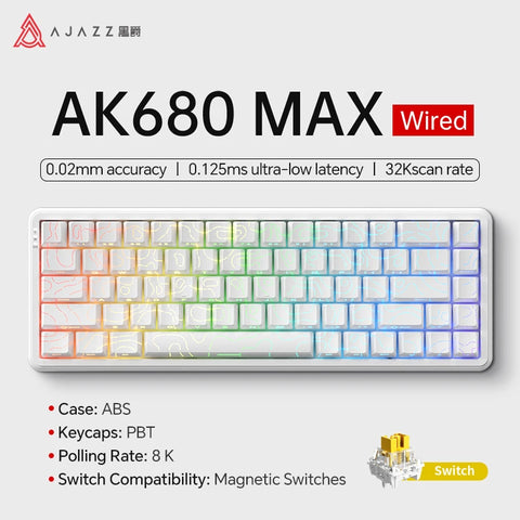 AJAZZ AK680 MAX Mechanical Keyboard HE Hall Effect Switch 60% 8k/1K RGB Wired/Wireless Gaming Rapid Trigger Magnetic Keyboard