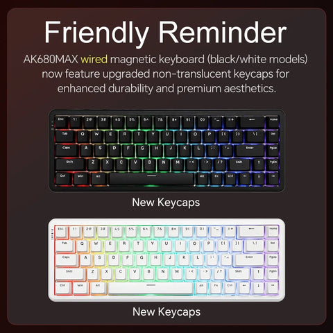 AJAZZ AK680 MAX Mechanical Keyboard HE Hall Effect Switch 60% 8k/1K RGB Wired/Wireless Gaming Rapid Trigger Magnetic Keyboard