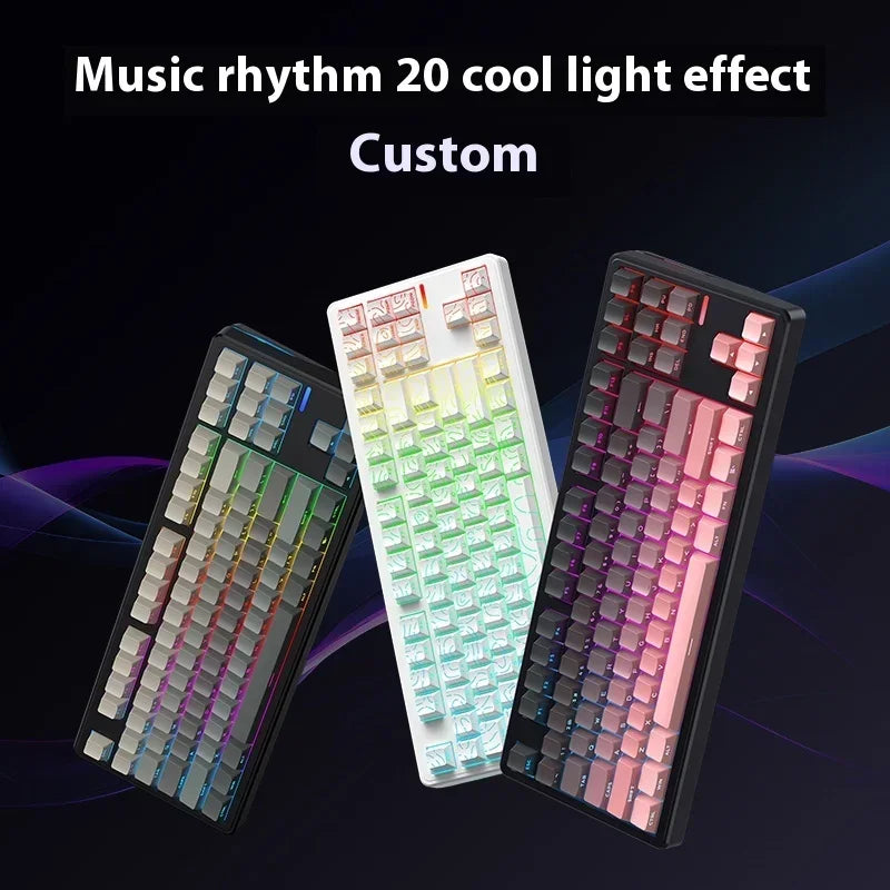 Riccks RS8 V2 Wireless Gaming Mechanical Keyboard Bluetooth 2.4G Wired 8000mAh RGB Hotswap Support QMK-VIA Gamer Keyboard