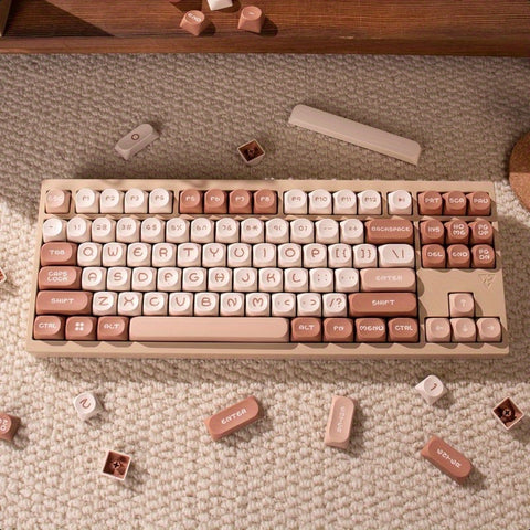 Cute Sleek Brown MOA PBT Keycap Set