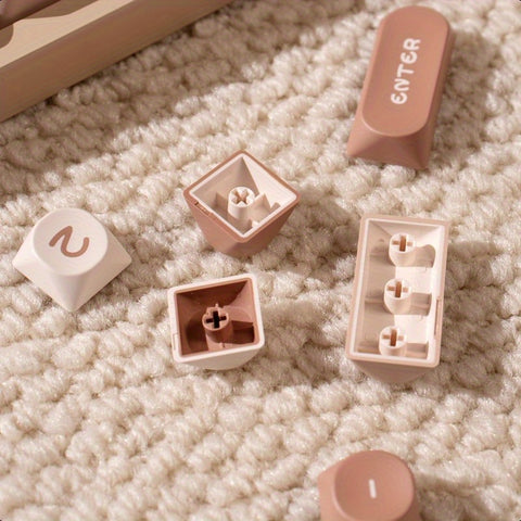 Cute Sleek Brown MOA PBT Keycap Set