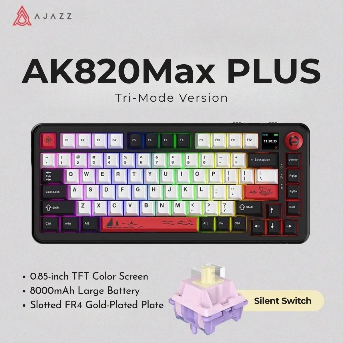 AJAZZ AK820 MAX PLUS 75% Layout Tri - Mode Mechanical Keyboard - KeyArtisan