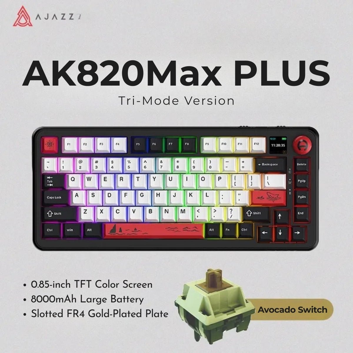 AJAZZ AK820 MAX PLUS 75% Layout Tri - Mode Mechanical Keyboard - KeyArtisan