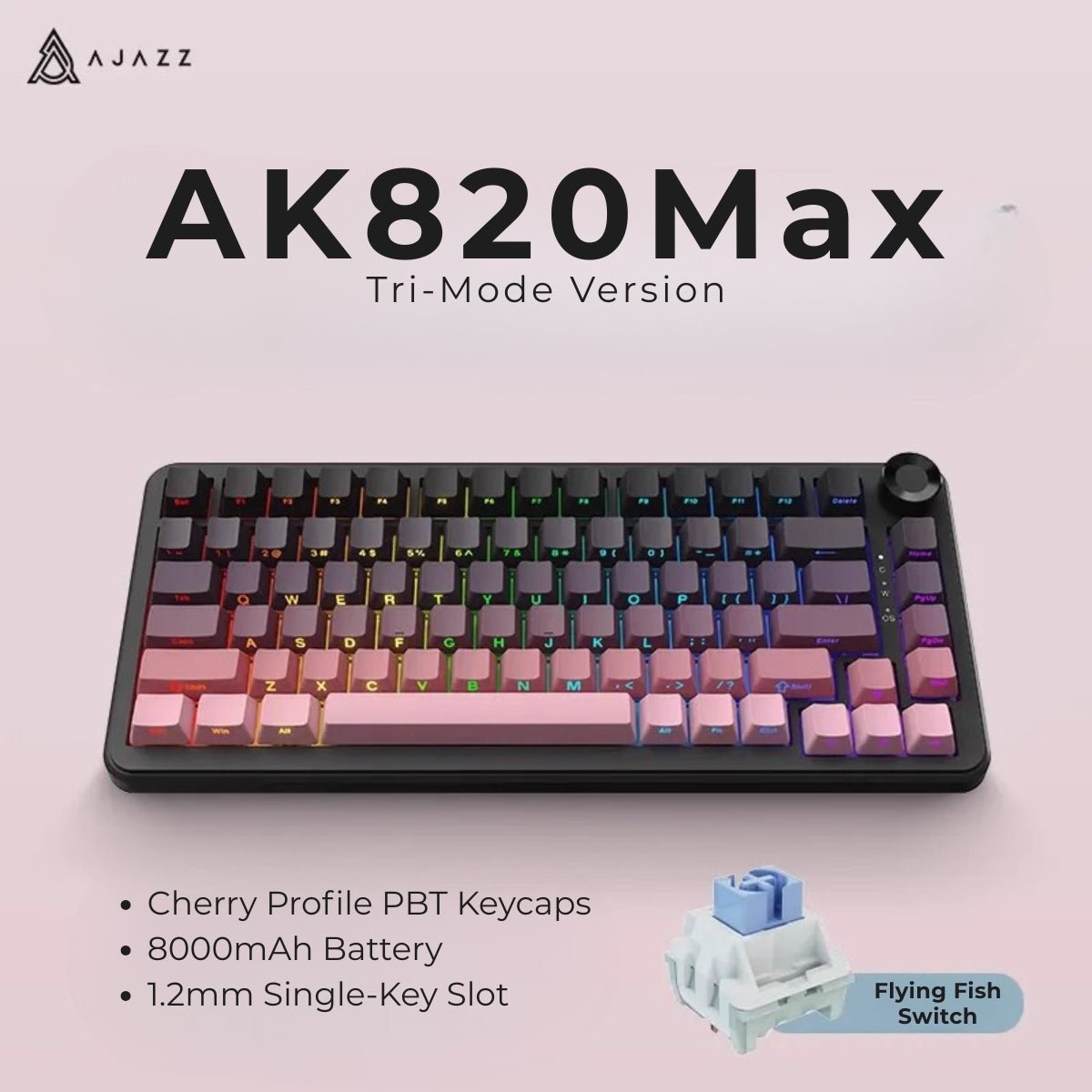 AJAZZ AK820 MAX PLUS 75% Layout Tri - Mode Mechanical Keyboard - KeyArtisan