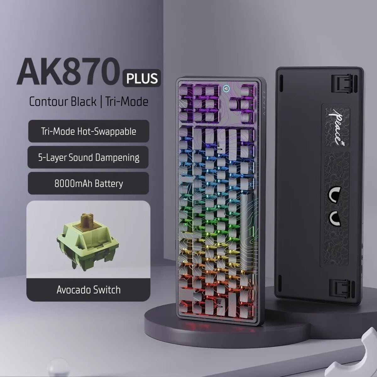 T.S.Y.Ａ.K Amazon.com: AJAZZ AK820 Pro 75% Gaming Keyboard, Triple Mode