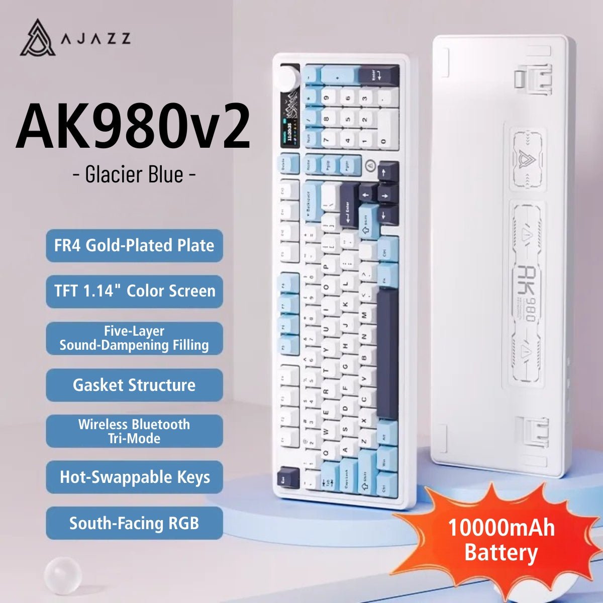 AJAZZ AK980 V2 Full - Size Tri - Mode Mechanical Keyboard - KeyArtisan