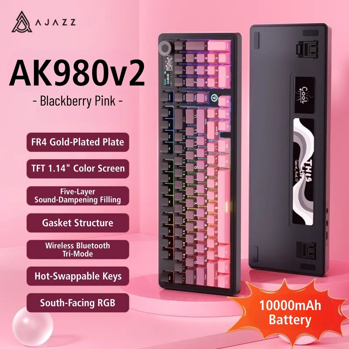 AJAZZ AK980 V2 Full - Size Tri - Mode Mechanical Keyboard - KeyArtisan