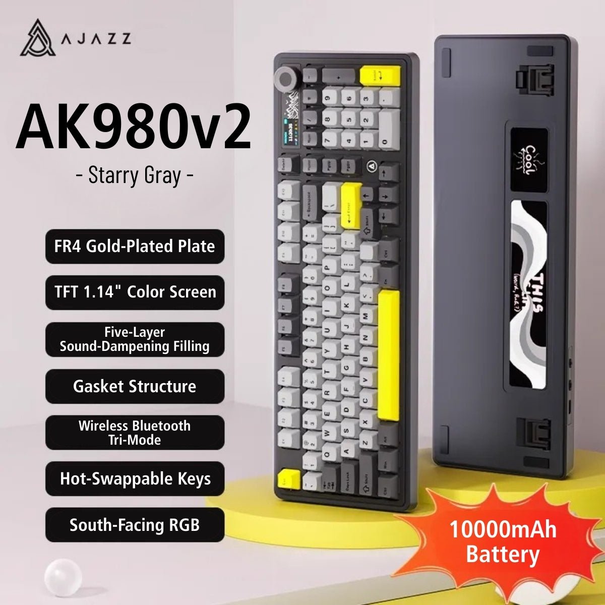 AJAZZ AK980 V2 Full - Size Tri - Mode Mechanical Keyboard - KeyArtisan