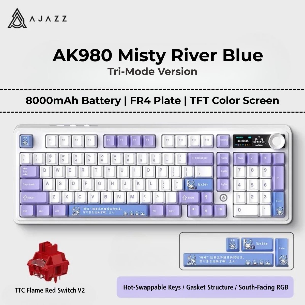 AJAZZ AK980 V2 Full - Size Tri - Mode Mechanical Keyboard - KeyArtisan