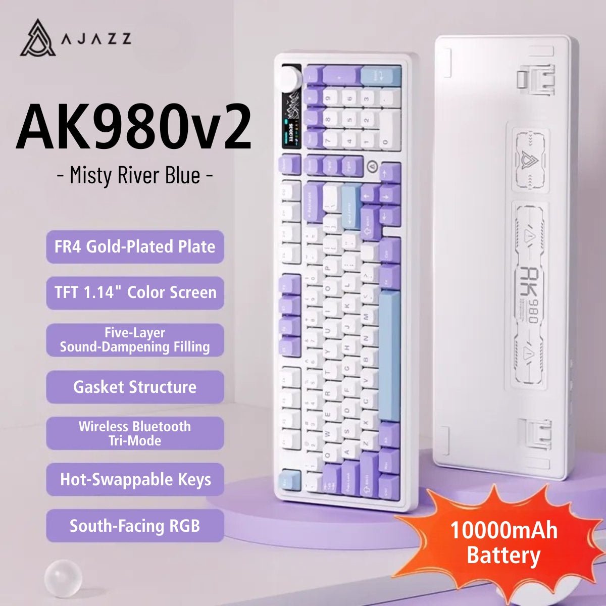 AJAZZ AK980 V2 Full - Size Tri - Mode Mechanical Keyboard - KeyArtisan
