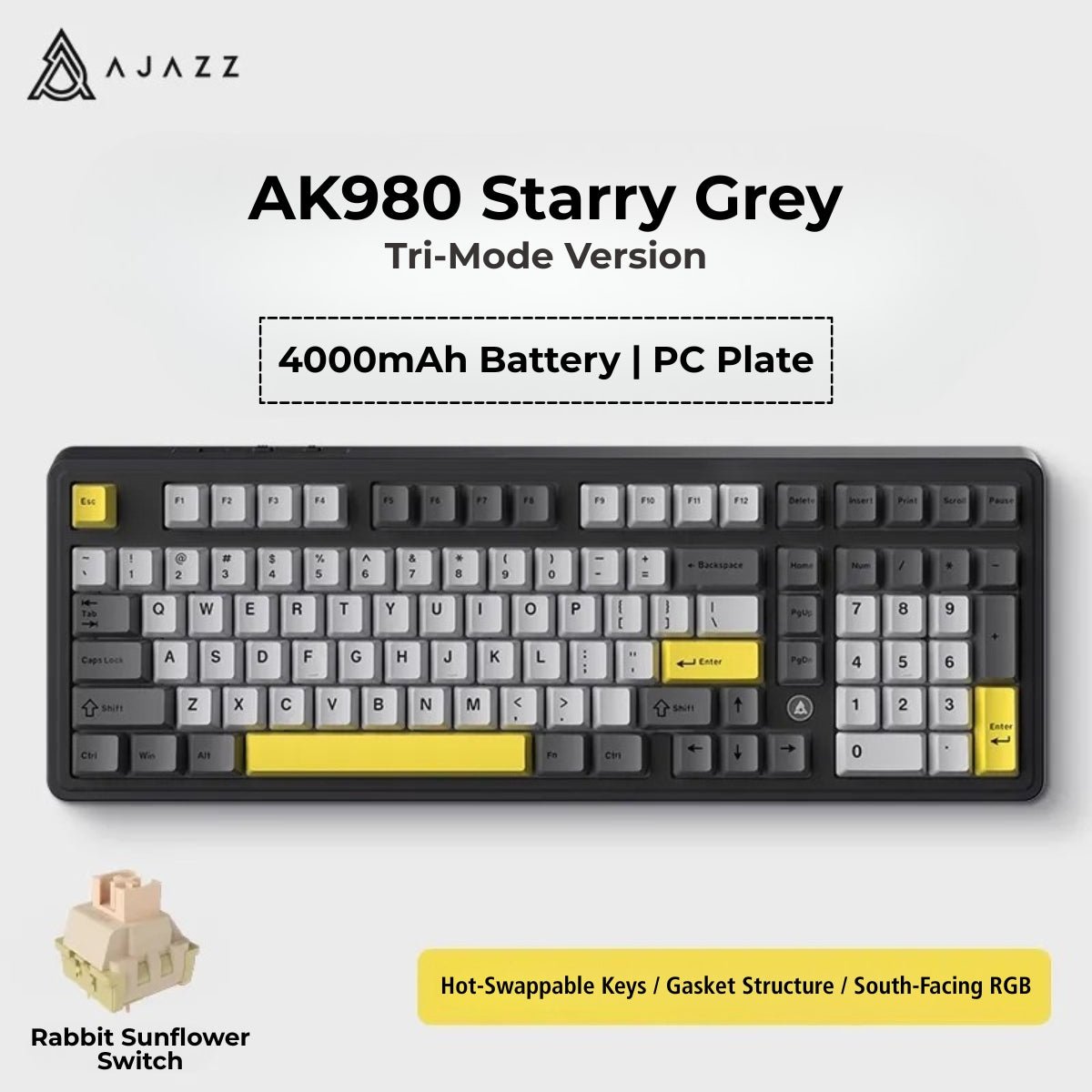 AJAZZ AK980 V2 Full-Size Tri-Mode Mechanical Keyboard – KeyArtisan