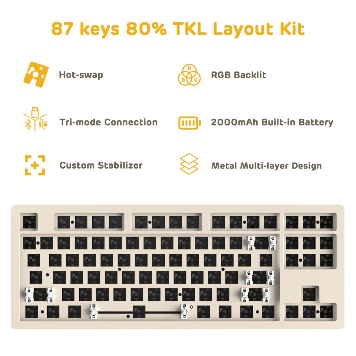 AJAZZ AKC087 TKL Layout Tri - Mode Mechanical Keyboard - Black - KeyArtisan
