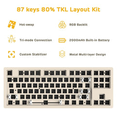 AJAZZ AKC087 TKL Layout Tri - Mode Mechanical Keyboard - Black - KeyArtisan