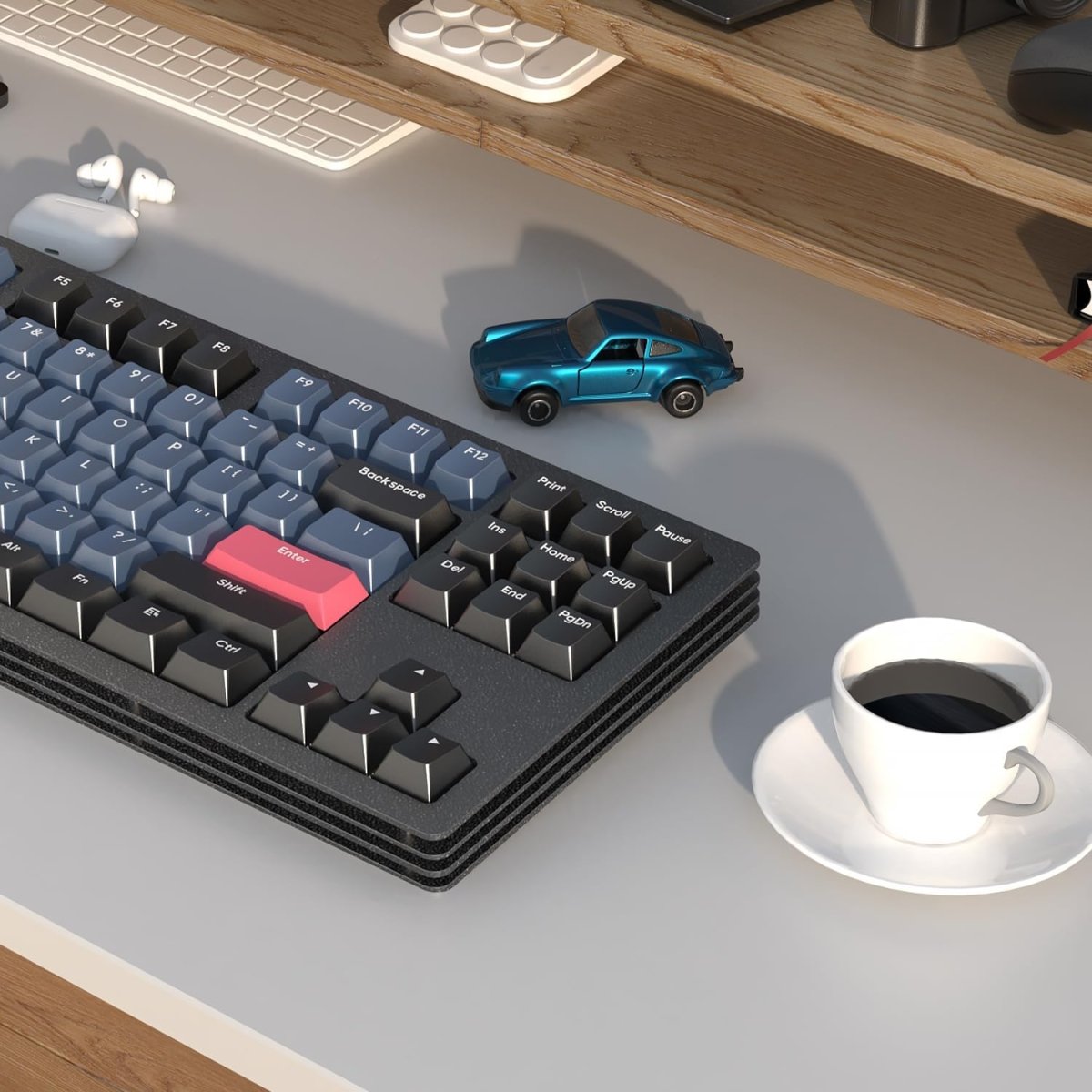 AJAZZ AKC087 TKL Layout Tri - Mode Mechanical Keyboard - Black - KeyArtisan