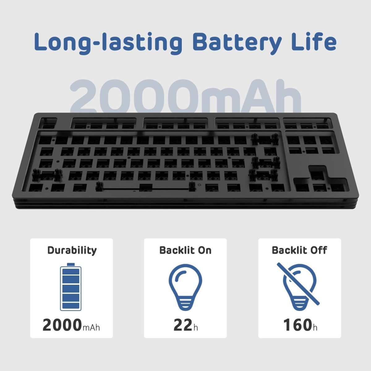 AJAZZ AKC087 TKL Layout Tri - Mode Mechanical Keyboard - Black - KeyArtisan