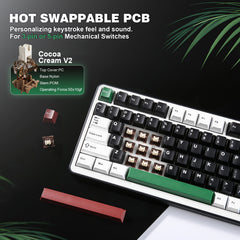 YUNZII B75 PRO Wireless Gaming Keyboard - 75% Compact Design with RGB, Hot-Swappable Mechanical Switches, Ergonomic Gasket Mount, and Multi-Connectivity (Wireless/Type-C/2.4G) - Black