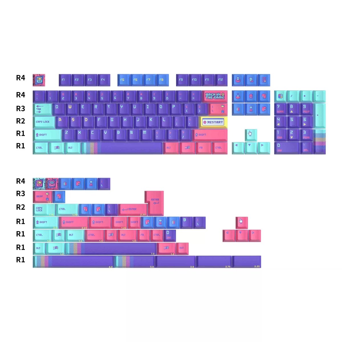 Back In The Game Themed Retro Keycap Set - KeyArtisan