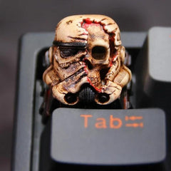 Battle - Damaged Skull Resin Artisan Keycap - KeyArtisan