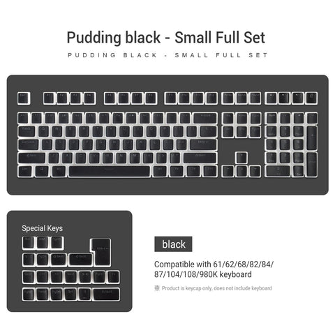 129 Keys Pudding Keycaps Black