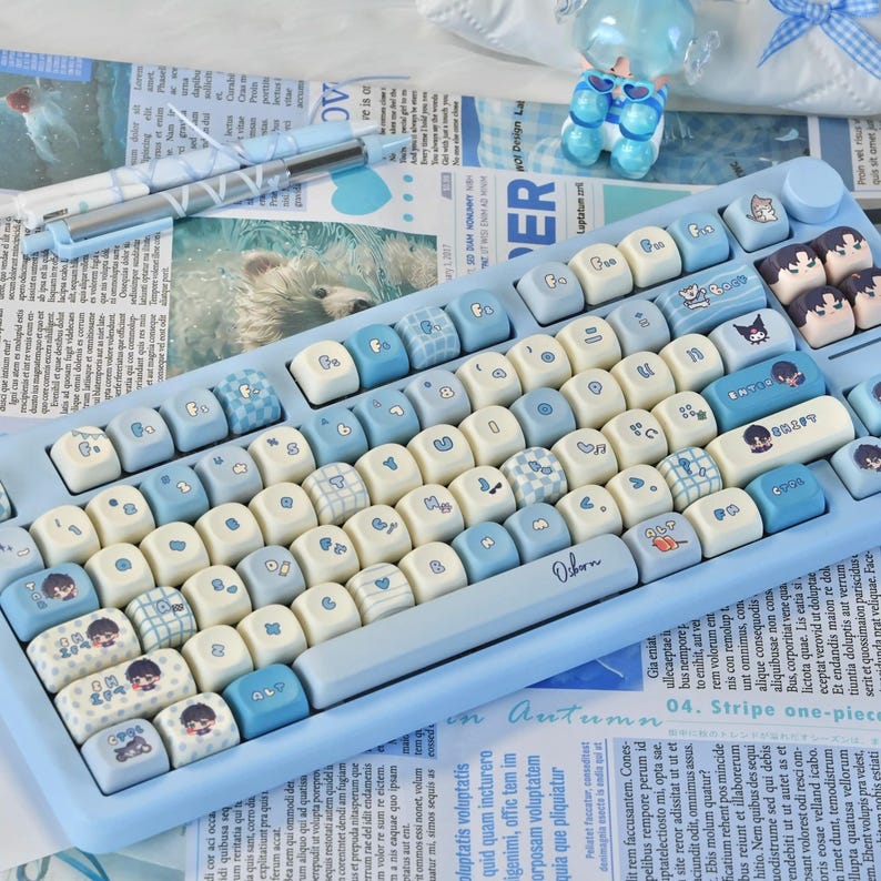 Chibi Keyboard Blue Artisan Chibi Style Anime Keycap Set – KeyArtisan